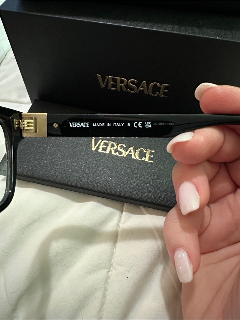 Brand new, never worn. Versace Black Rectangular RX Glasses with Gold Accent - Picture 5 of 6